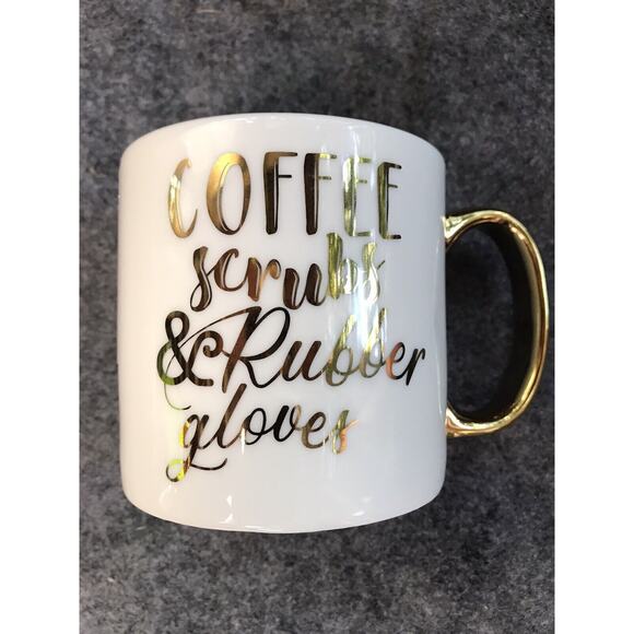 Carly & Rose Nurse Doctor Mug Coffee Scrubs & Rubber Gloves New Gift White Gold - Picture 4 of 4